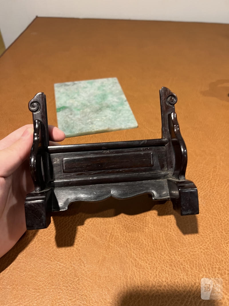 清 翡翠洞石兰花诗文砚屏 - 图9